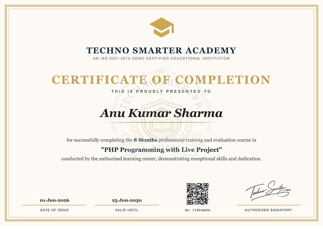 Certificate generator in PHP and MYSQL with QR code verification source code
