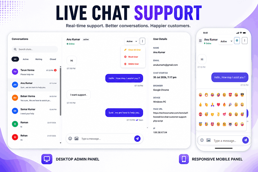 Live chat support system PHP scripts