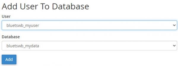 Add user to database using Cpanel hosting