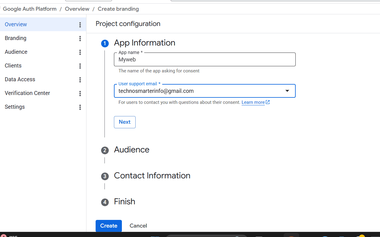 Login with google app in Google Cloud