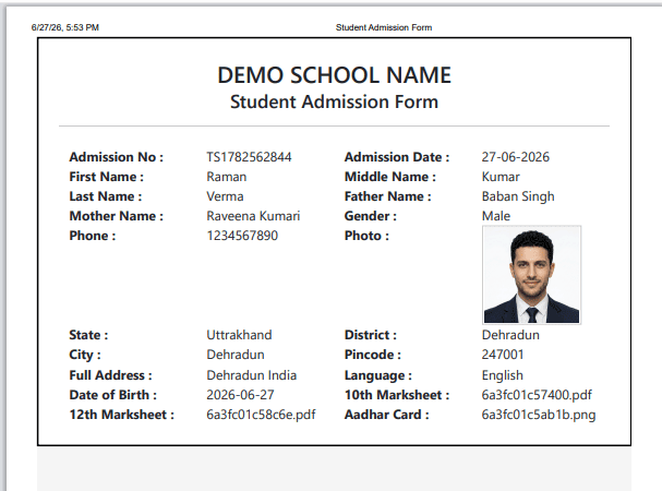 student registration form using PHP and MYSQL in PHP