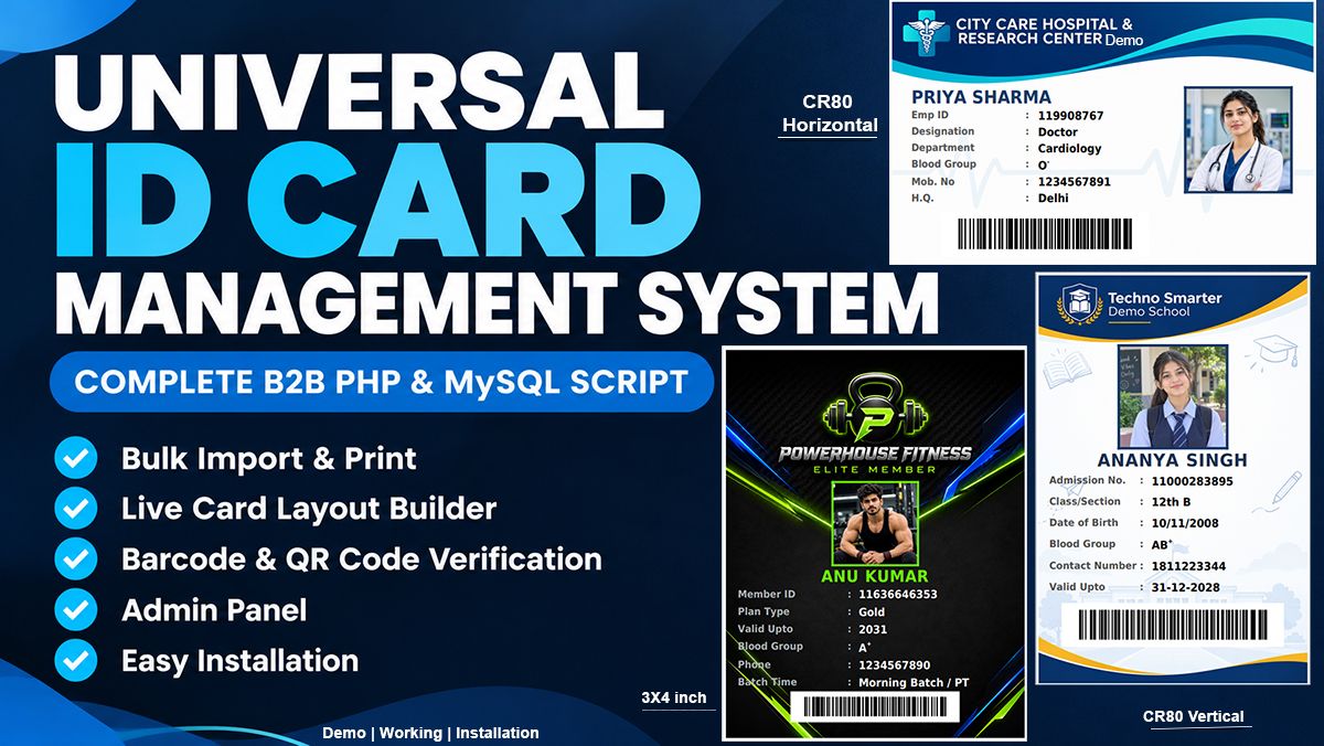 Universal ID Card Management System in PHP MySQL