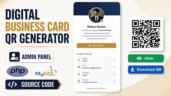 PHP Digital Business Card QR Generator + Admin Source Code