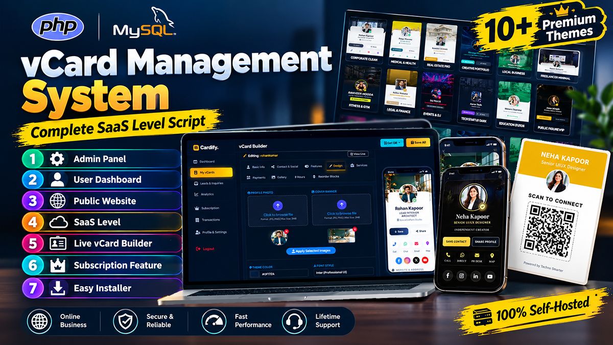 Ultimate vCard Management System in PHP | Digital Business Card SaaS Script