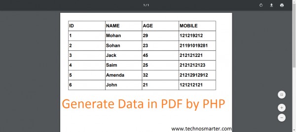 How to generate PDF in PHP with MYSQL database