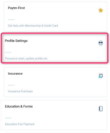 Paytm app profile settings