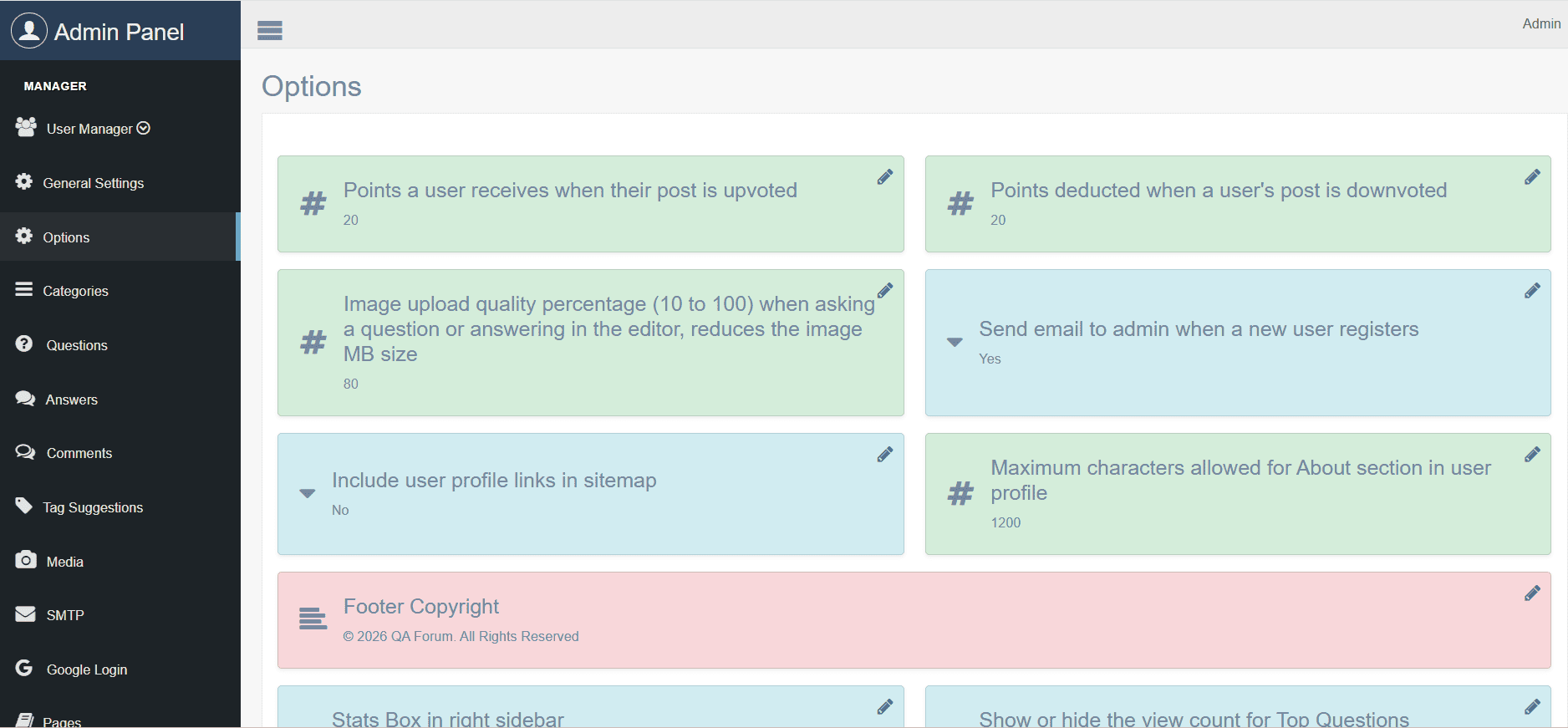 Q2A Admin Panel