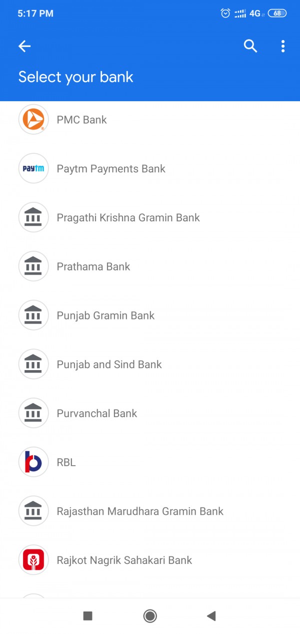 Google pay android app bank lists