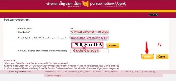 generate PNB bank ATM card pin by green pin