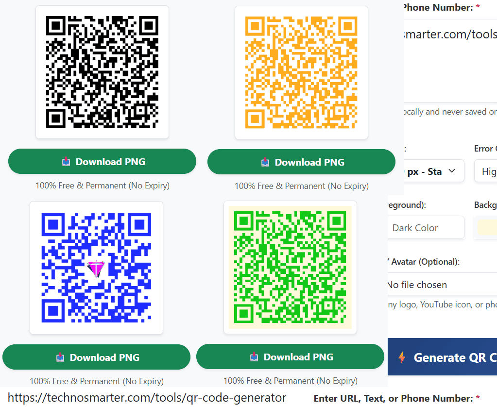Free colorful QR code generator online tool