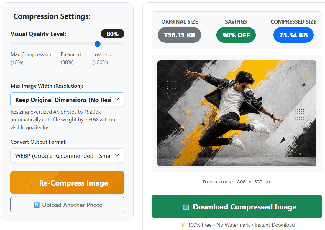 Free image compressor tool online