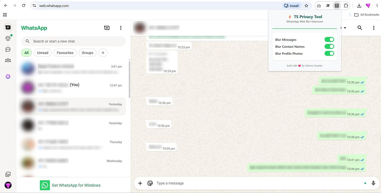 WhatsApp Web Blur Chrome Extension