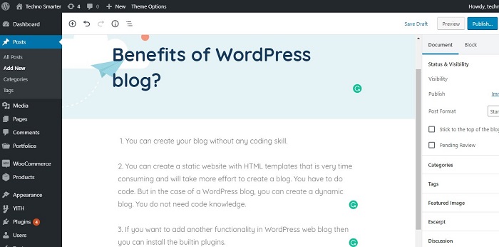 Benefits of wordpress blog