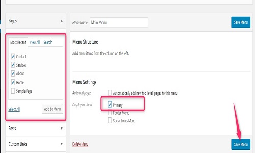 how to add pages in menus using wordpress