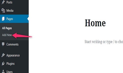 create new page in wordpress simply